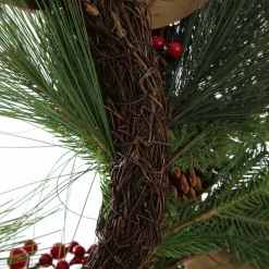 Pinecone and Red Berry Mixed Leaf Christmas Wreath Christmas Wreaths|