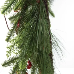 Pinecone and Red Berry Mixed Leaf Christmas Teardrop Swag Christmas Wreaths|