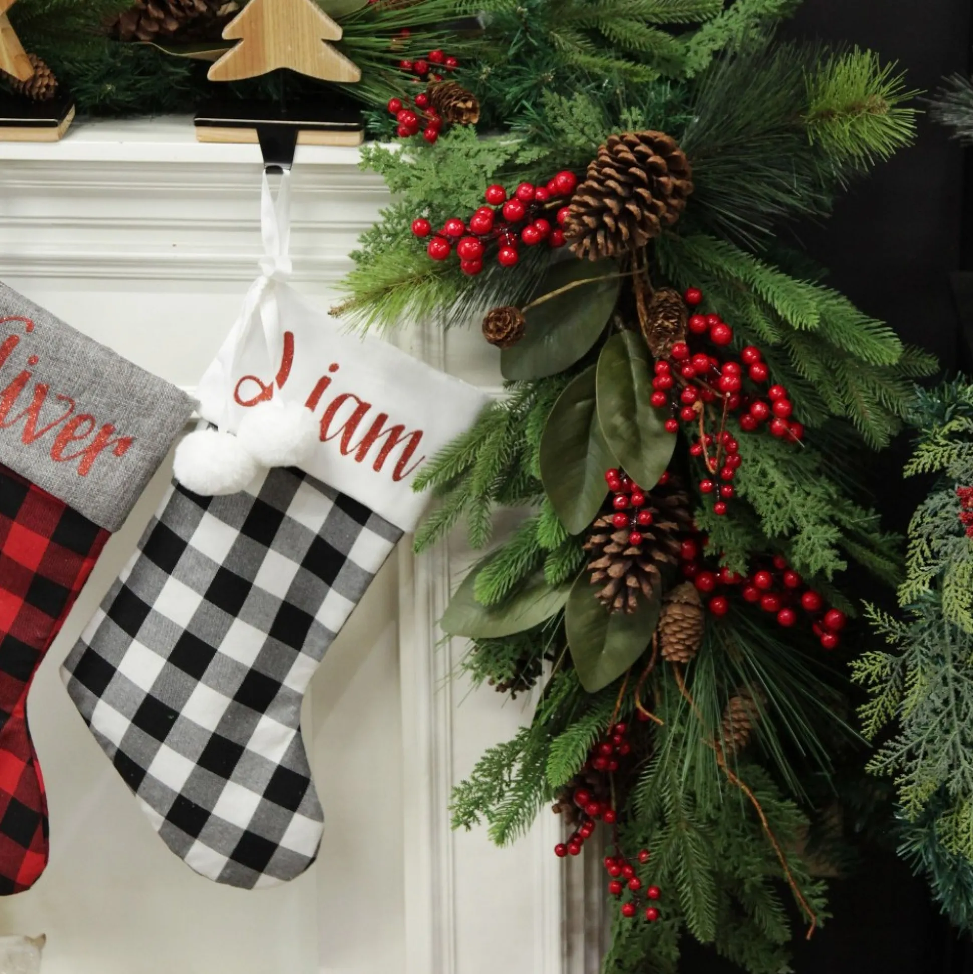 Pinecone and Red Berry Mixed Leaf Christmas Teardrop Swag Christmas Wreaths|