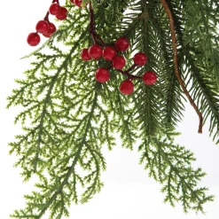Pinecone and Red Berry Mixed Leaf Christmas Teardrop Swag Christmas Wreaths|