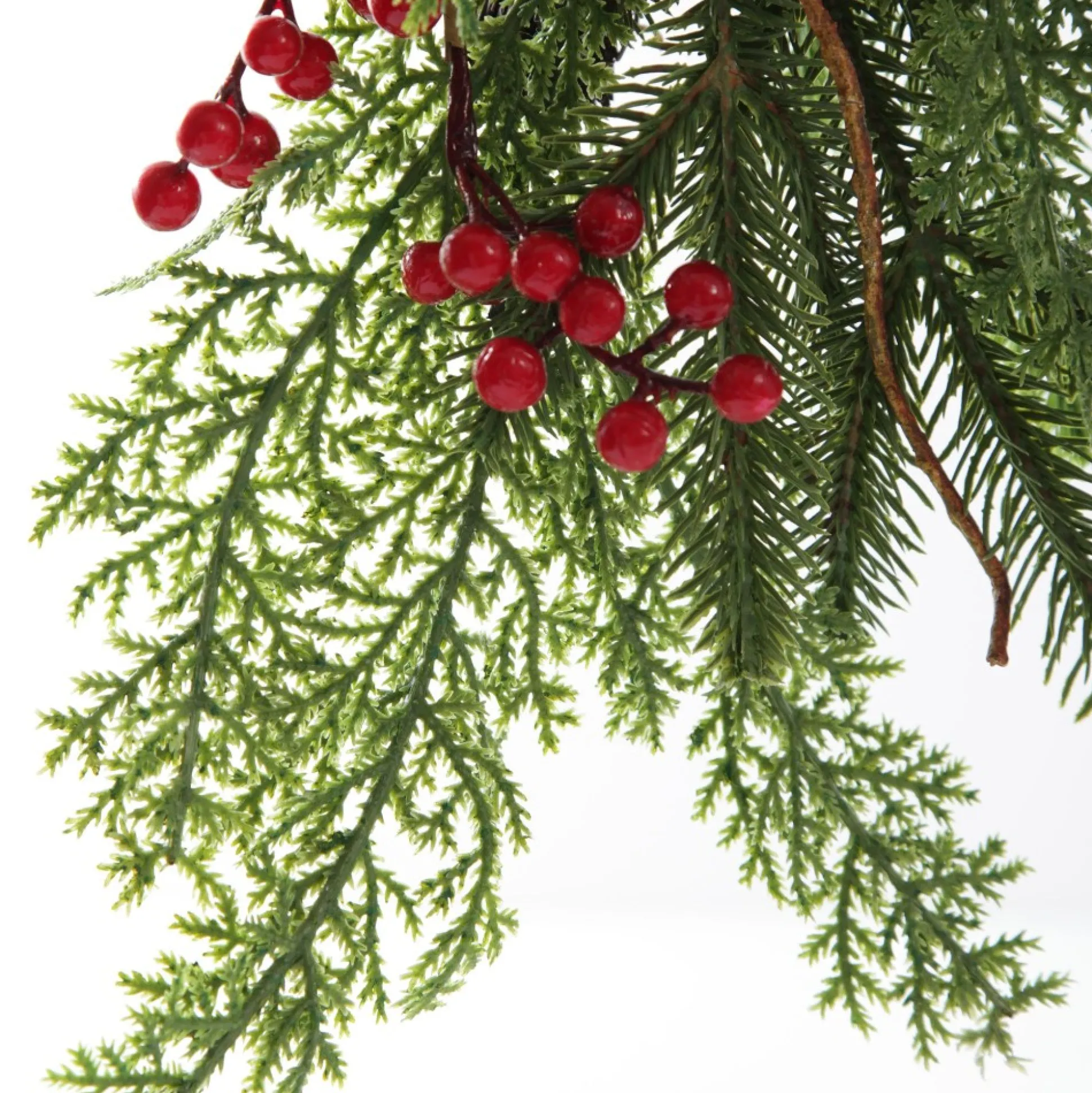 Pinecone and Red Berry Mixed Leaf Christmas Teardrop Swag Christmas Wreaths|
