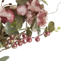 Pink and Champagne Glitter Ball Floral Christmas Wreath Christmas Wreaths|