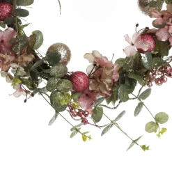 Pink and Champagne Glitter Ball Floral Christmas Wreath Christmas Wreaths|