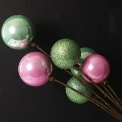 Pink and Mint Christmas Bauble Cluster Pick Christmas Tree Picks|