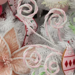 Pink and White Chenille Stick Candy Cane Christmas Pick Christmas Tree Picks|