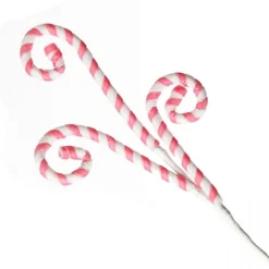 Pink and White Velvet Candy Cane Pick Christmas Tree Picks|