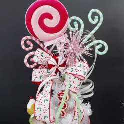 Pink and White Velvet Candy Cane Pick Christmas Tree Picks|