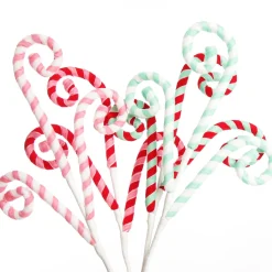 Pink and White Velvet Candy Cane Pick Christmas Tree Picks|