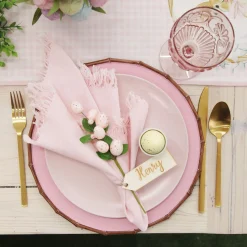 Pink Bamboo Look Charger Plate Christmas Table Decor|