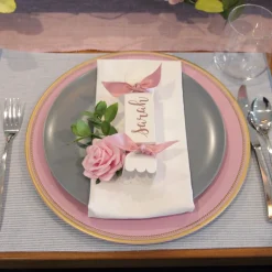 Pink Charger Plate with Gold Edging Christmas Table Decor|