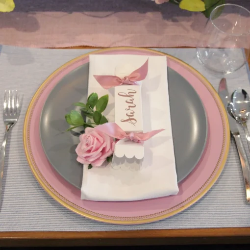 Pink Charger Plate with Gold Edging Christmas Table Decor|