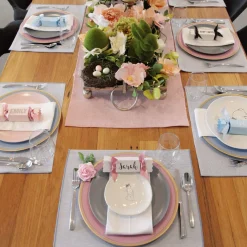 Pink Charger Plate with Gold Edging Christmas Table Decor|