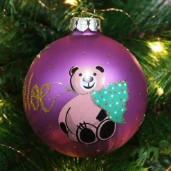 Pink Christmas Bear with Tree Bauble Personalised Baubles|