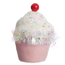 Pink Cupcake with Frosting and Sprinkles Christmas Tree Decoration Christmas Tree Decorations|
