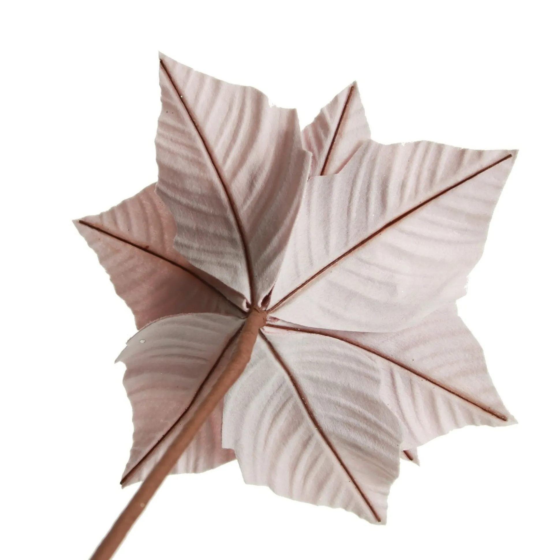 Pink Embossed Poinsettia Flower Stem with Glitter Centre Christmas Flowers|