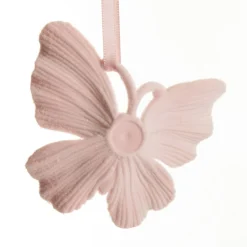 Pink Flocked Butterfly Tree Decoration Butterflies And Birds|