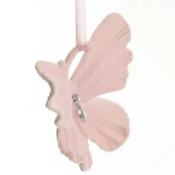 Pink Flocked Butterfly Tree Decoration Butterflies And Birds|