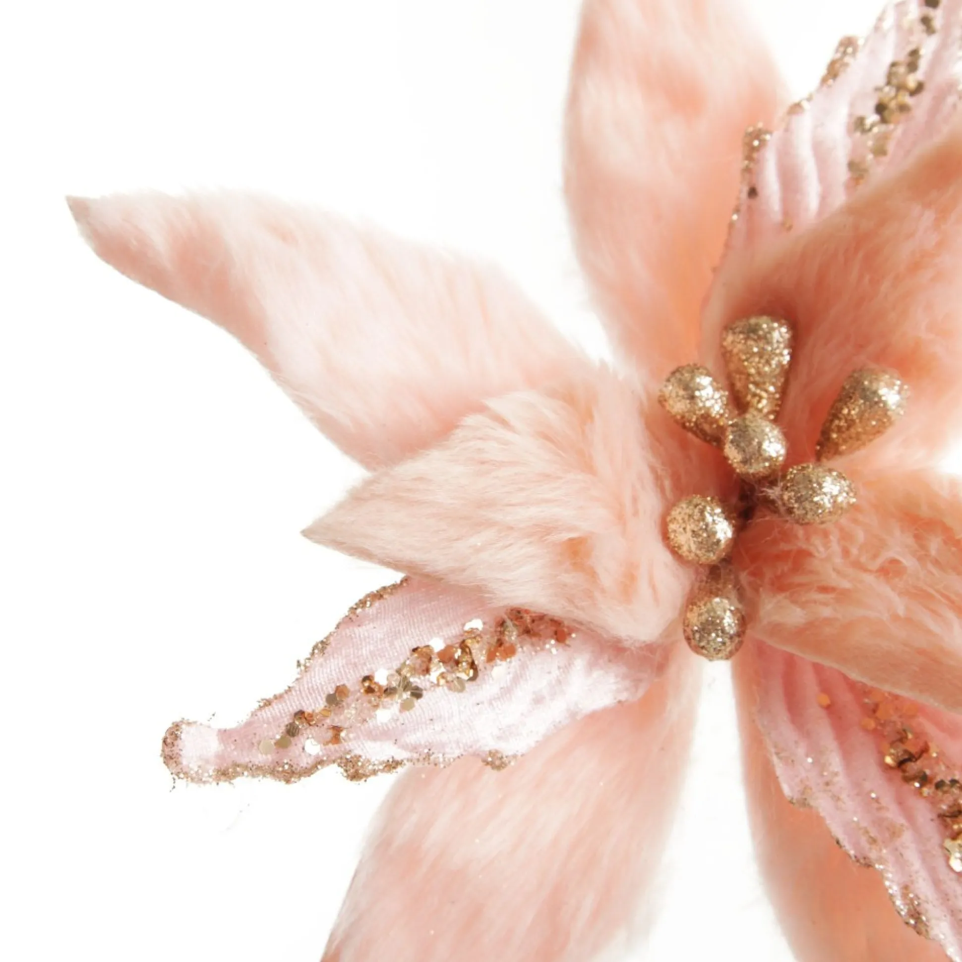 Pink Fur Poinsettia Flower Stem Christmas Flowers|