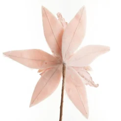Pink Fur Poinsettia Flower Stem Christmas Flowers|