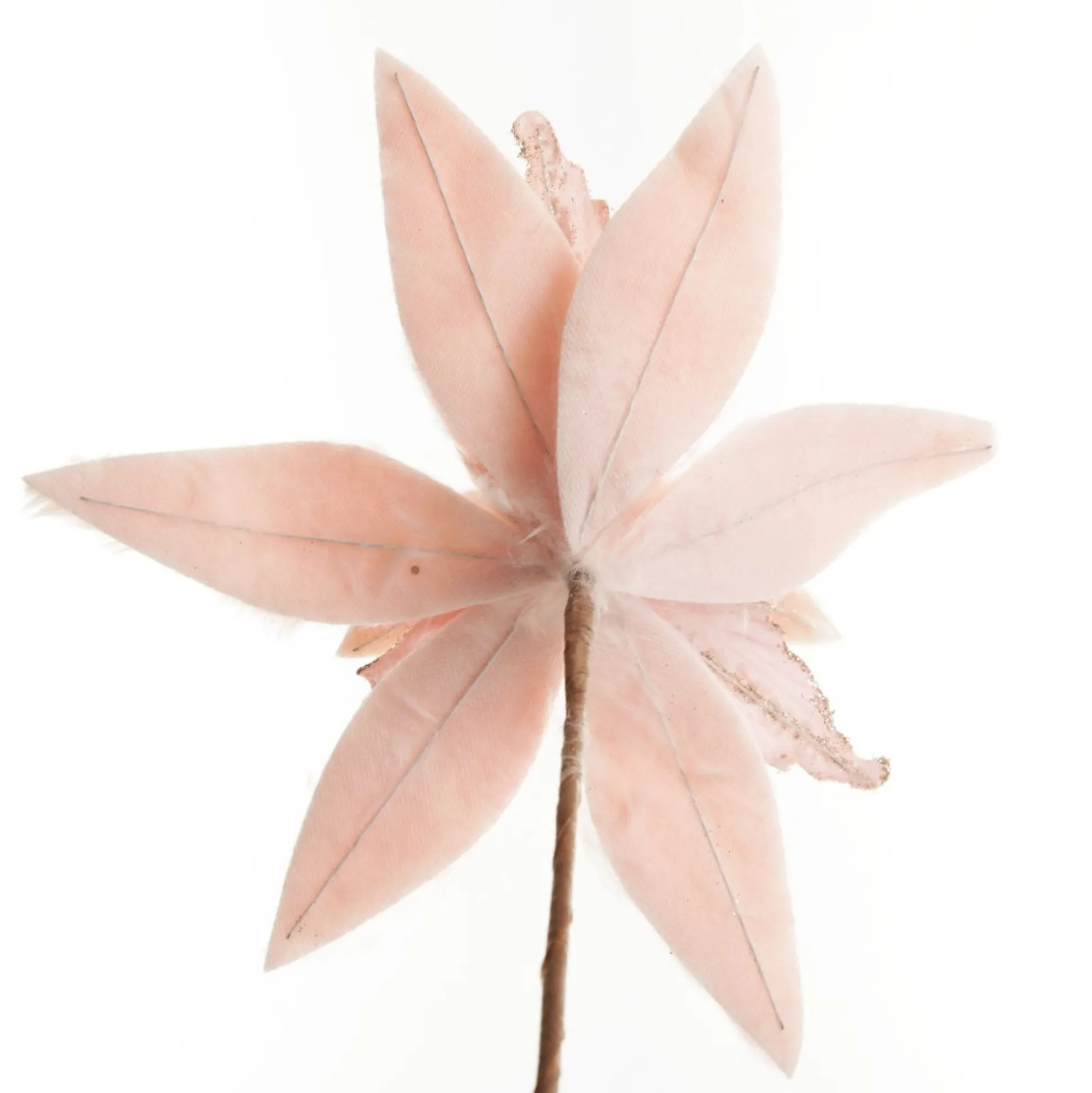 Pink Fur Poinsettia Flower Stem Christmas Flowers|