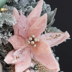 Pink Fur Poinsettia Flower Stem Christmas Flowers|