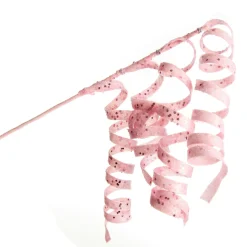 Pink Glitter Curly Ribbon Christmas Pick Christmas Tree Picks|