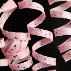 Pink Glitter Curly Ribbon Christmas Pick Christmas Tree Picks|