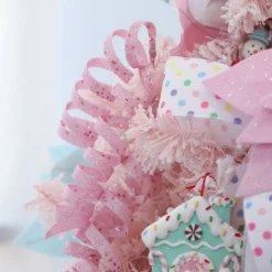 Pink Glitter Curly Ribbon Christmas Pick Christmas Tree Picks|