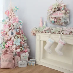 Pink Glitter Curly Ribbon Christmas Pick Christmas Tree Picks|