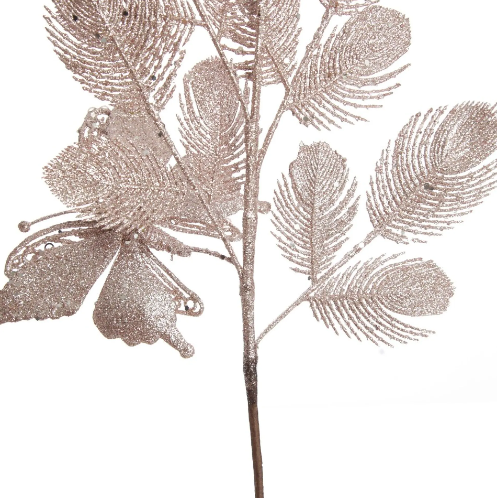 Pink Glitter Feathers with Butterfly Spray Pick Christmas Sprays|