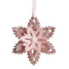 Pink Glitter Flower Christmas Tree Decoration Snowflakes And Stars|