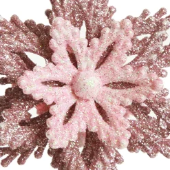 Pink Glitter Flower Christmas Tree Decoration Snowflakes And Stars|