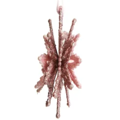 Pink Glitter Flower Christmas Tree Decoration Snowflakes And Stars|