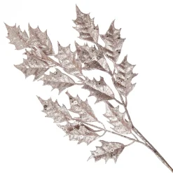 Pink Glitter Holly Leaf Spray Christmas Sprays|