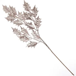 Pink Glitter Holly Leaf Spray Christmas Sprays|