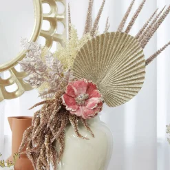 Pink Glitter Holly Leaf Spray Christmas Sprays|