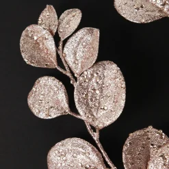 Pink Glitter Round Leaf Spray Christmas Sprays|