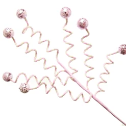 Pink Glitter Spiral Ball Pick Christmas Tree Picks|