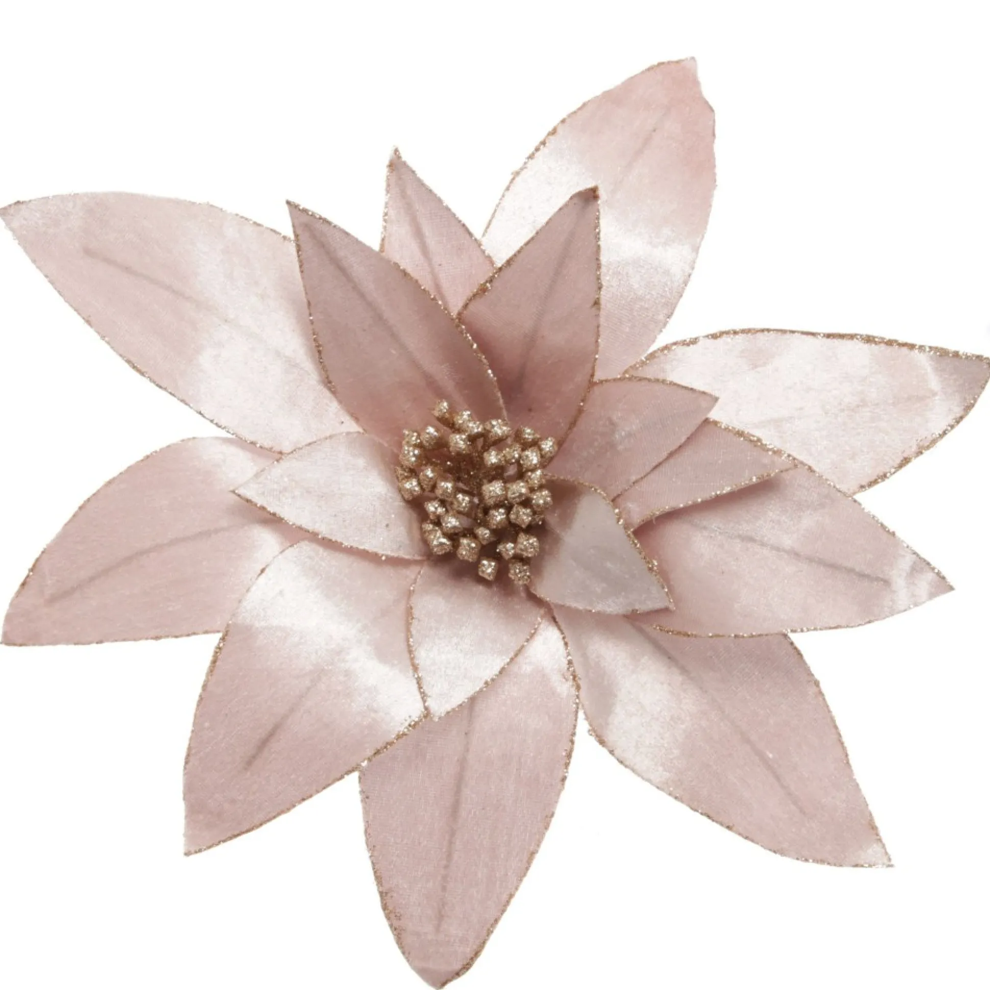 Pink Lily Flower Stem with Glitter Trim Christmas Flowers|