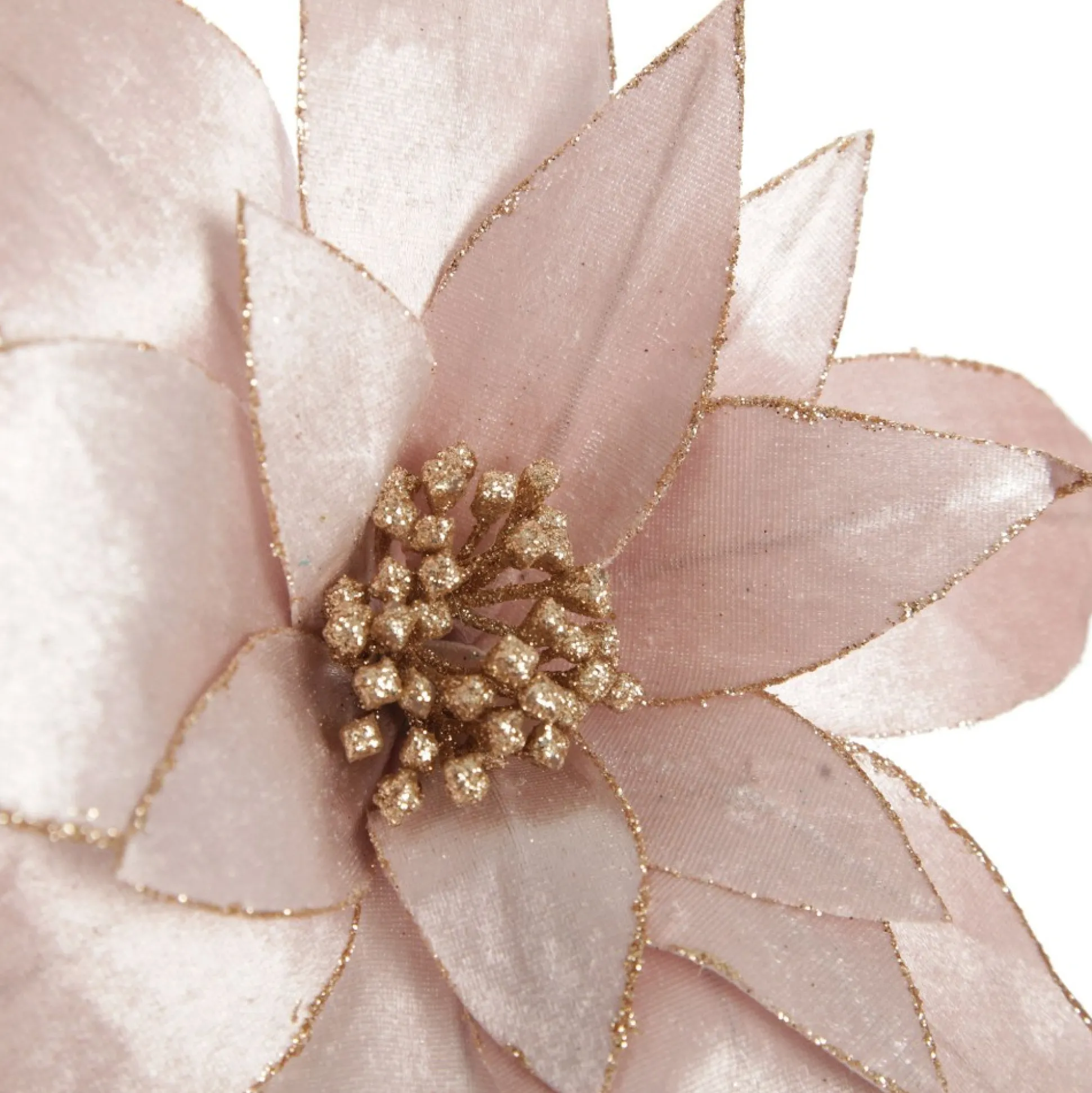 Pink Lily Flower Stem with Glitter Trim Christmas Flowers|