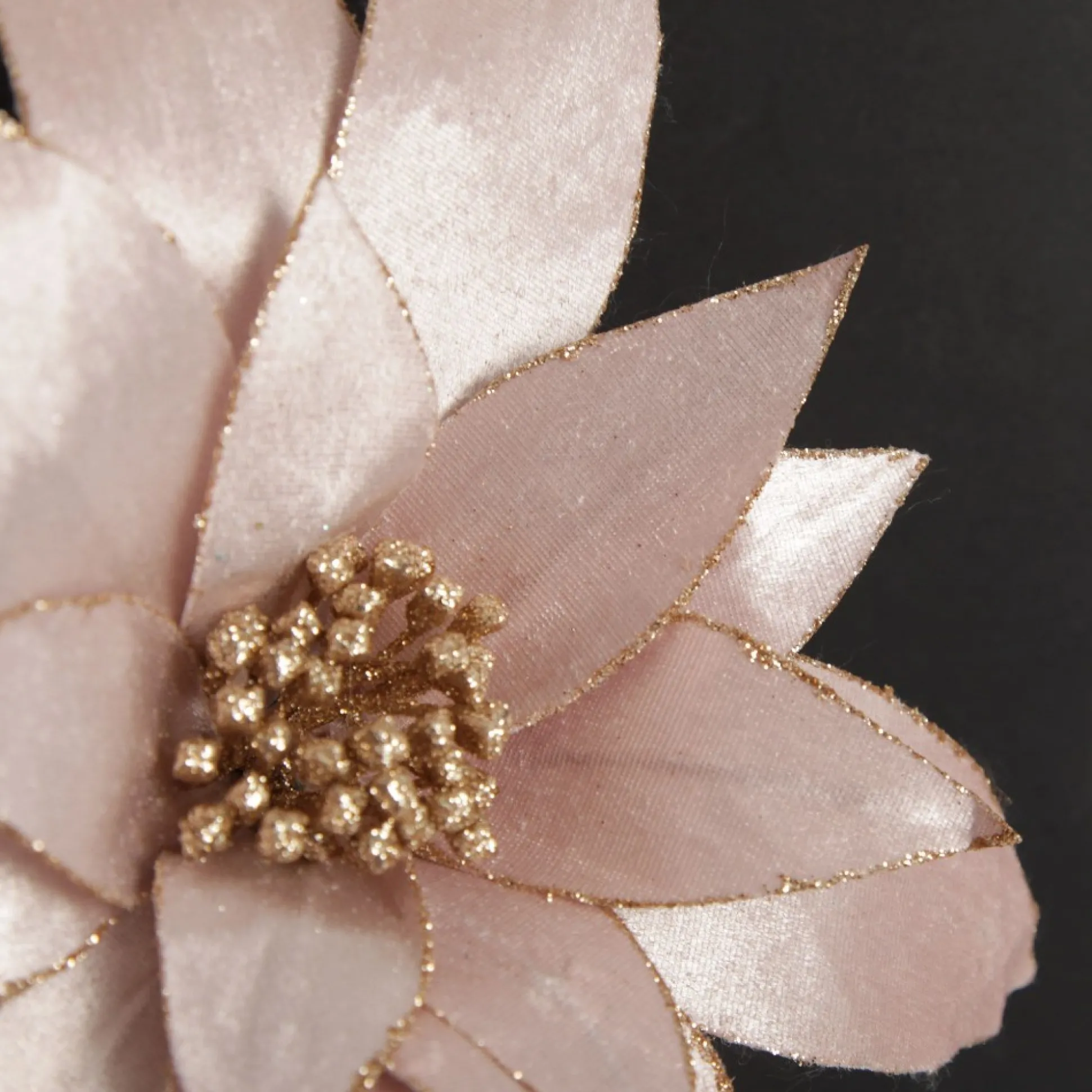 Pink Lily Flower Stem with Glitter Trim Christmas Flowers|