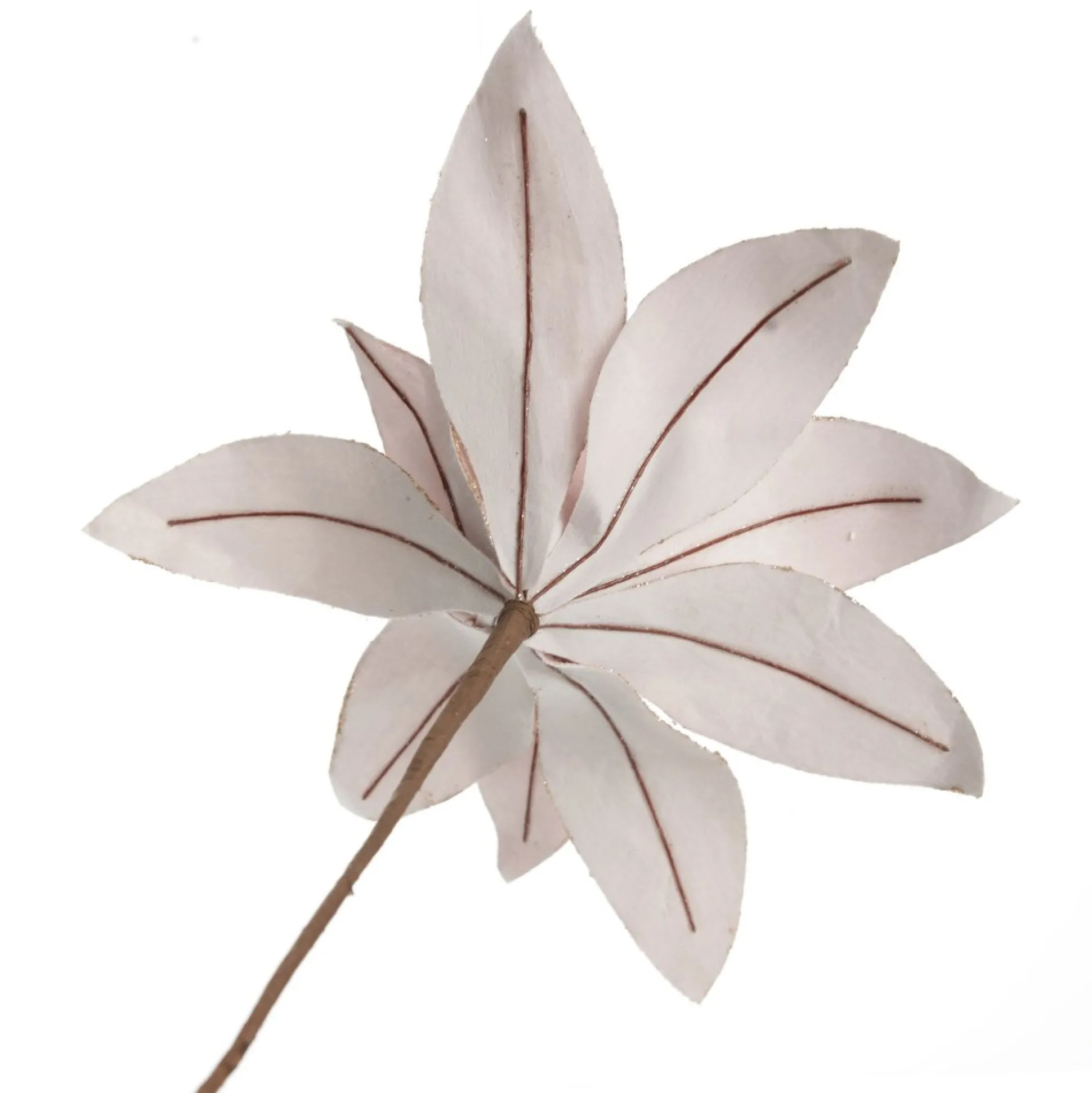 Pink Lily Flower Stem with Glitter Trim Christmas Flowers|