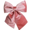 Pink Padded Velour Bow with Glitter Stripe Christmas Bells And Bows|