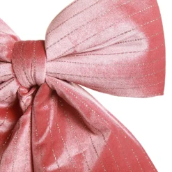 Pink Padded Velour Bow with Glitter Stripe Christmas Bells And Bows|