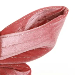 Pink Padded Velour Bow with Glitter Stripe Christmas Bells And Bows|