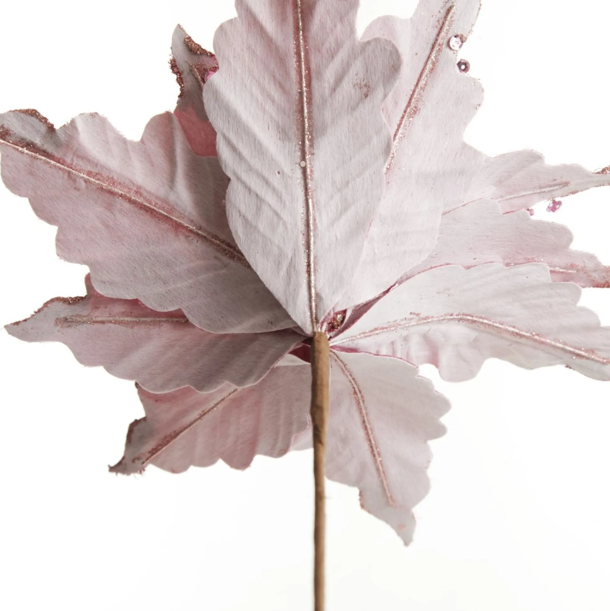 Pink Plum Sequin Poinsettia Flower Stem Christmas Flowers|