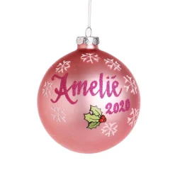 Pink Rocking Horse Christmas Bauble Personalised Baubles|