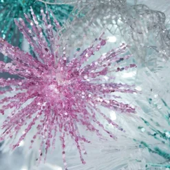 Pink Starburst Sparkle Pick Christmas Tree Picks|