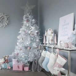 Pink Starburst Sparkle Pick Christmas Tree Picks|