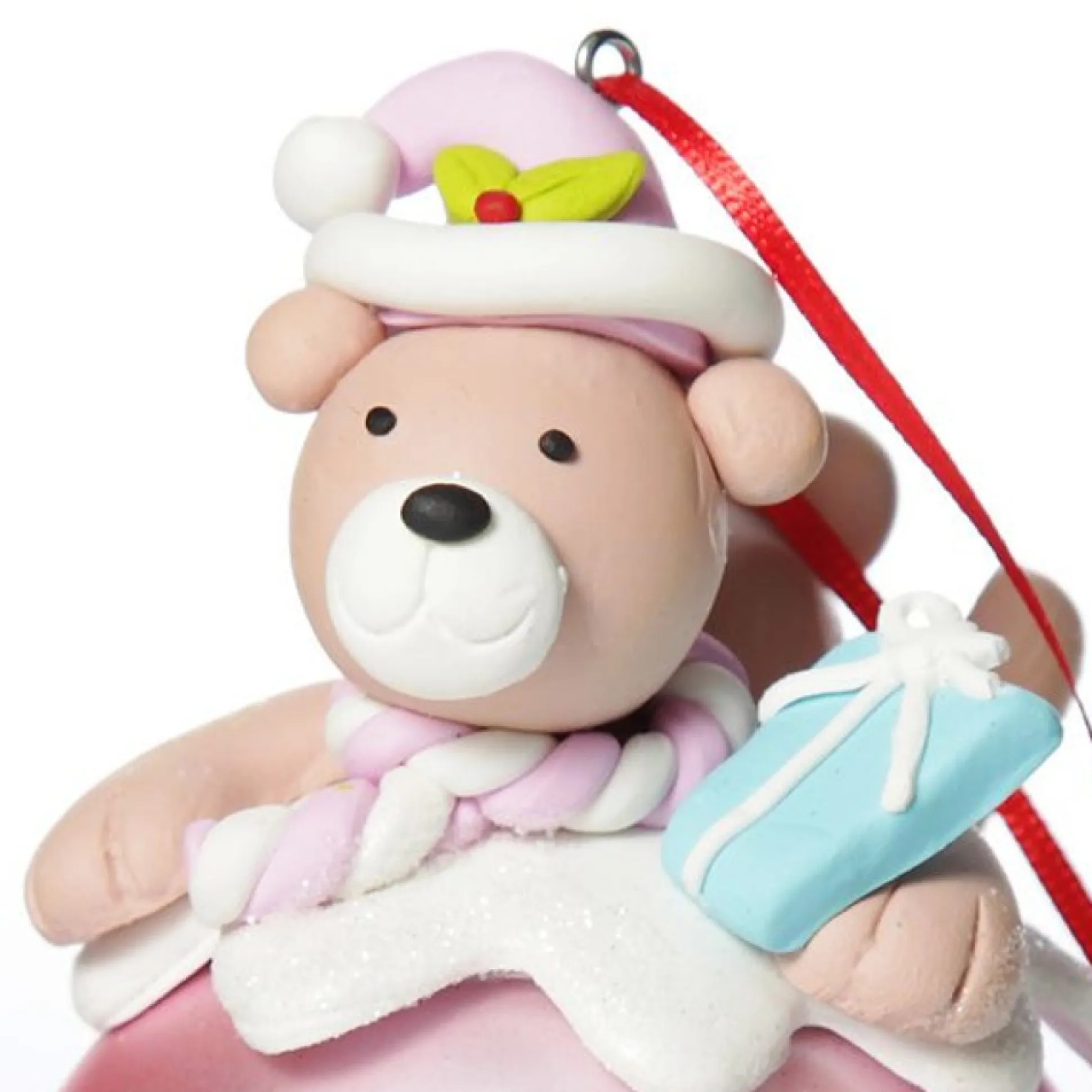 Pink Teddy Christmas Character Bauble Personalised Baubles|